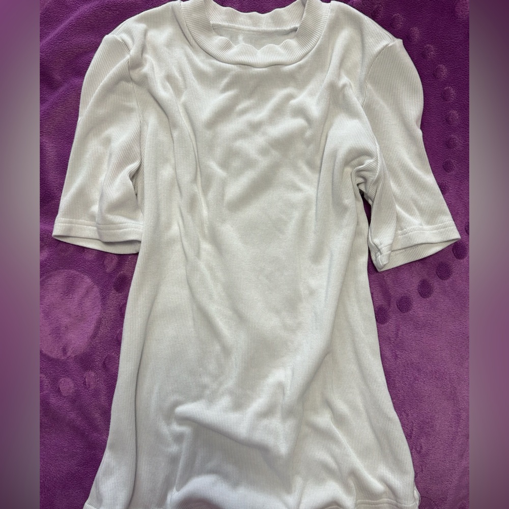 xs mock neck long white tee